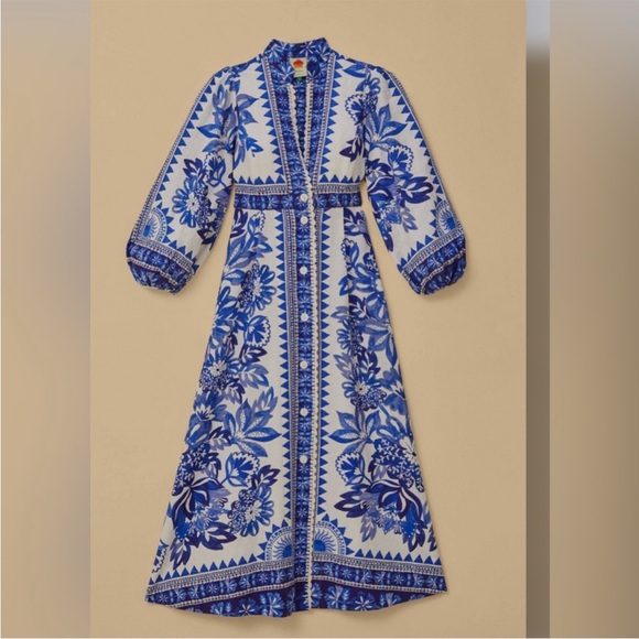 FARM Rio Dresses & Skirts - FARM Rio Blue and White Floral Maxi Dress